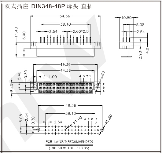 歐式插座 DIN348-48P 母頭 直插